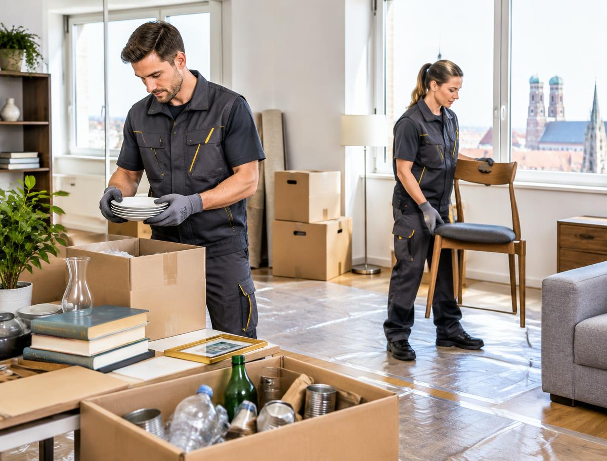 FlexWays Team sortiert Hausrat bei einer Entrümpelung