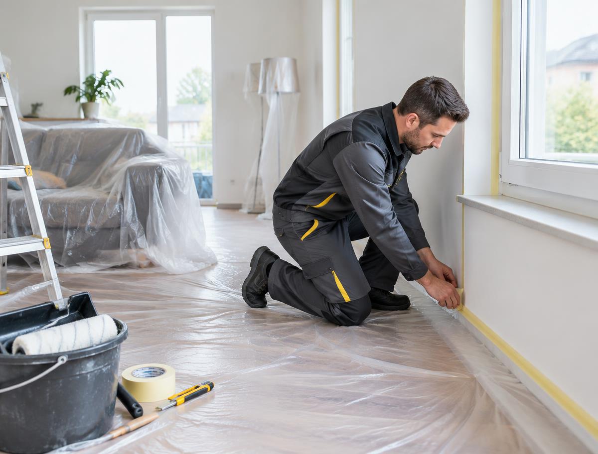 FlexWays Maler schützt Boden und Kanten vor dem Anstrich