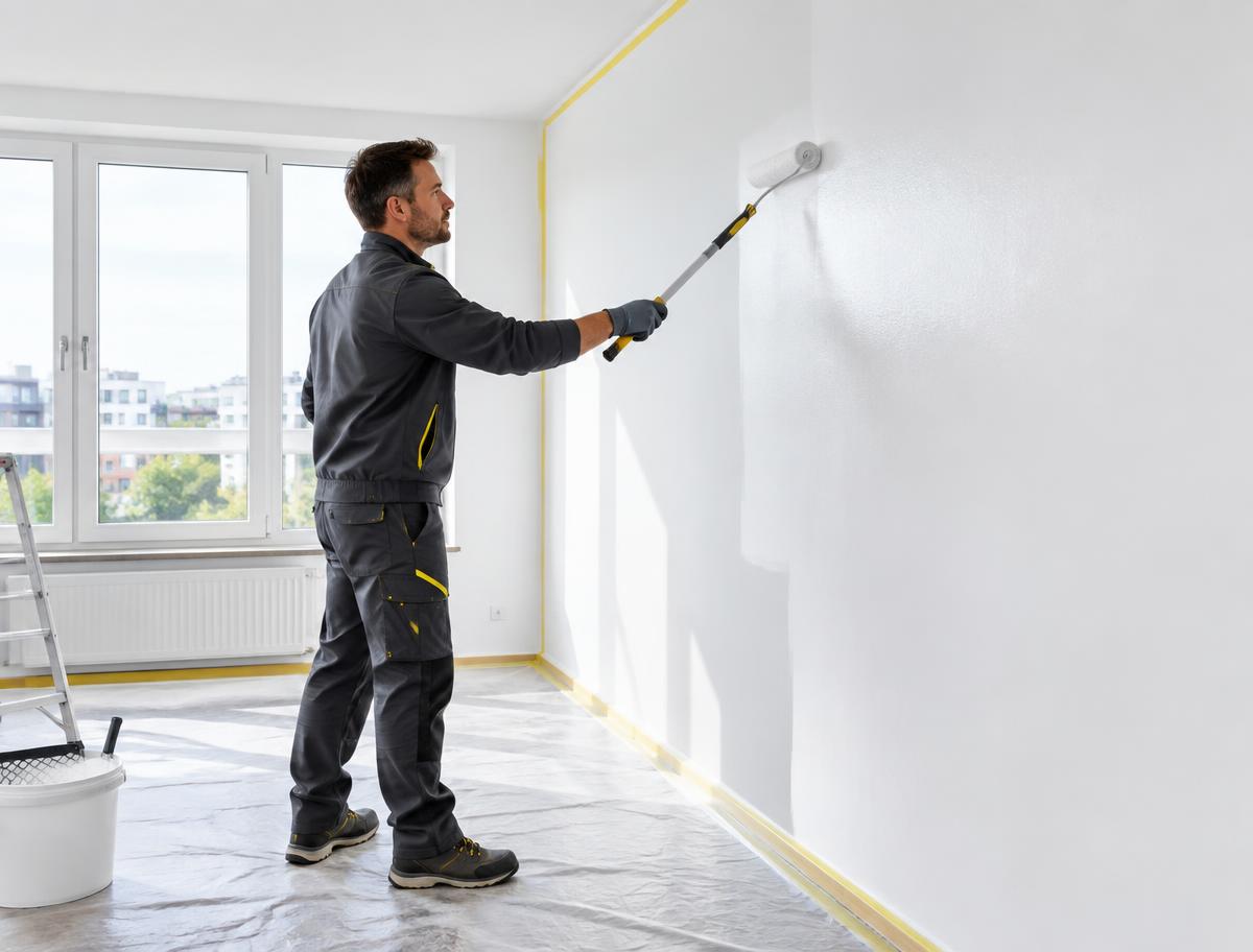 Professioneller Wandanstrich durch einen FlexWays Mitarbeiter